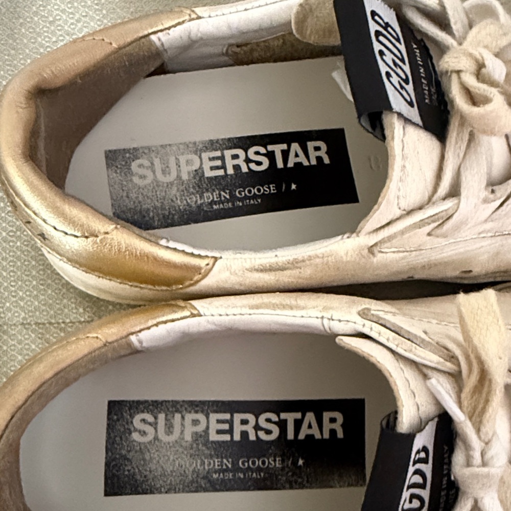 Golden Goose White and Gold Sneakers - Size 38 - Picture 8 of 13